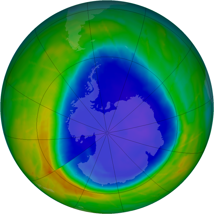 Antarctic ozone map for 20 September 2010